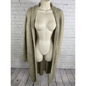 KLD Brown Long Sleeve Open Front Cable Knit Sweater Cardigan With Pockets M